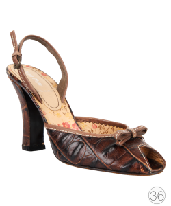 Sapato Miu Miu Peep Toe Croc Embossed Marrom