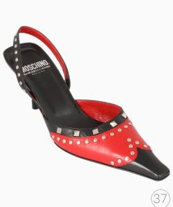 Sapato Moschino Slingback Studded Preto e Vermelho
