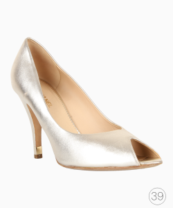 Sapato Peep Toe Chanel Metalizado Champagne