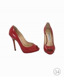 Sapato Peep Toe Jimmy Choo Verniz Vermelho