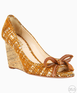 Sapato Prada Anabela Vintage Tweed Laranja
