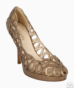 Sapato Prada Couro Dourado Envelhecido