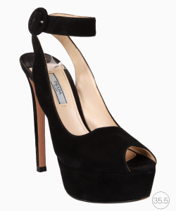 Sapato Prada Peep Toe Camurça Platform Preto