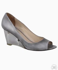 Sapato Prada Wedge Salto Transparente Cinza