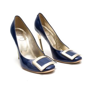 Sapato Roger Vivier Azul Verniz e Dourado Tam 365