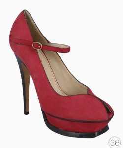 Sapato Saint Laurent Plataforma Camurça Vermelha