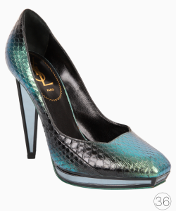 Sapato Saint Laurent Python Verde Metalizado