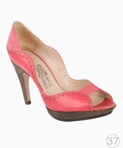 Sapato Salvatore Ferragamo Brogue Peep Toe Rosa