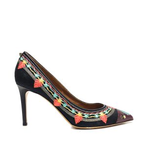 Sapato Valentino Scarpin Preto Bordado Tam 38