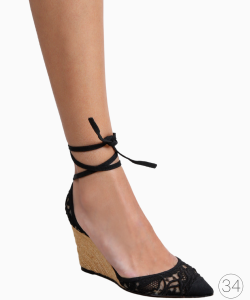 Sapato Valentino Espadrille Renda Preto