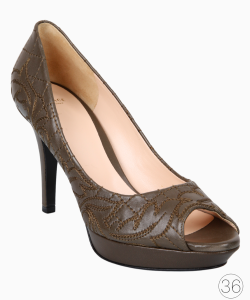 Sapato Versace Peep Toe Bordado Verde Musgo
