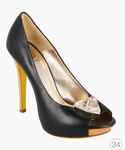 Sapato Versace Peep Toe Coração Preto