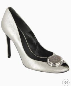 Sapato Versace Peep Toe Prata