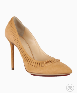 Scarpin Charlotte Olympia Camurça Franjas Caramelo