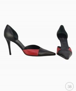 Scarpin Escada Preto e Vermelho