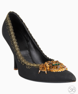 Scarpin Miu Miu Vintage Bordado Preto