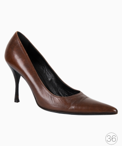 Scarpin Prada Vintage Couro Marrom