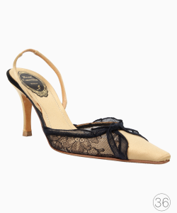 Scarpin René Caovilla Slingback Satin Renda Bicolor