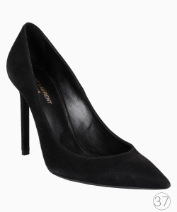Scarpin Saint Laurent Zoe Camurça Preto