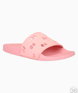 Slide Gucci GG Monograma Rubber Rosa