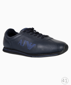 Tênis Armani Jeans Trainers Couro Azul Marinho