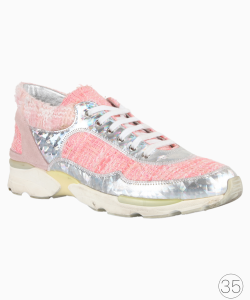 Tênis Chanel Trainers Tweed Rosa