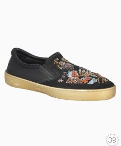 Tênis Dior Slip On Satin Bordado Preto