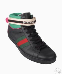 Tênis Gucci Ace Stripe Cano Alto Preto