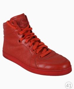 Tênis Gucci Cano Alto Couro Vermelho