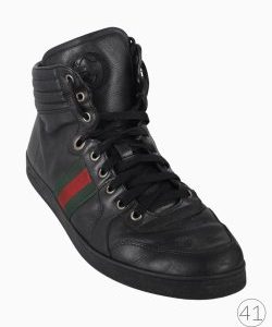 Tênis Gucci Faixa Web Couro Preto