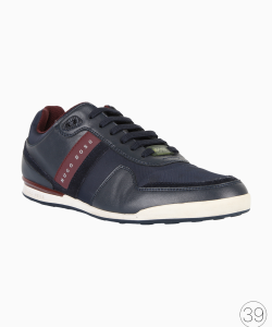 Tênis Hugo Boss Couro e Nylon Azul Marinho