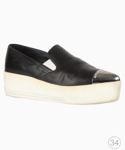 Tênis Miu Miu Slip On Platforma Couro Preto