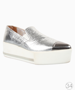 Tênis Miu Miu Slip On Platforma Metalizado Prata