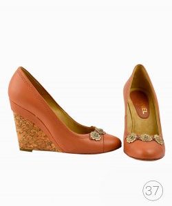 Sapato Chanel Camelia cork wedges heels marrom