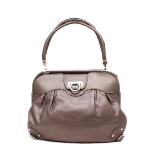 Bolsa Ferragamo Marrom Metalizada