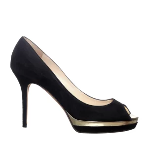 Sapato Jimmy Choo Peep Toe Veludo Preto