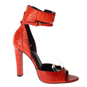 Sandália Alexander Wang Couro Texturizado Laranja
