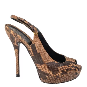 Peep Toe Gucci Slingback Couro Exótico