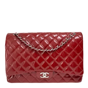 Bolsa Chanel Double Flap Jumbo Verniz Vinho