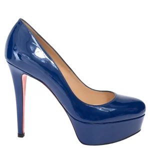 Sapato de Salto Christian Louboutin Bianca 120 Verniz Azul