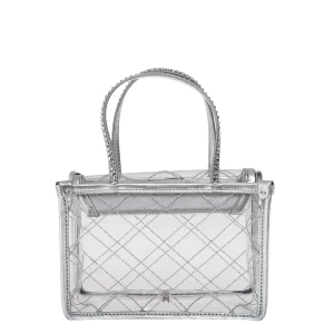 Bolsa Amina Muaddi Tote Betty Translúcida Prateada