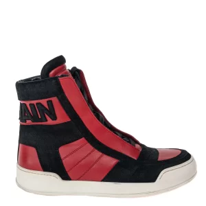 Tênis Balmain Cano Longo Preto e Vermelho