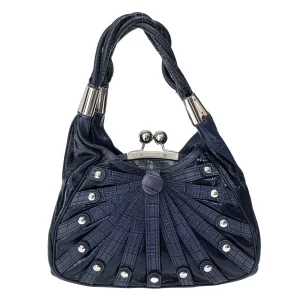 Bolsa Versace Studs Verniz Azul