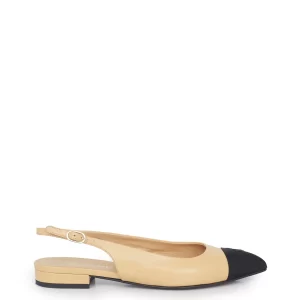 Sapatilha  Chanel  Slingback Bege e Preto Tam 355 Br