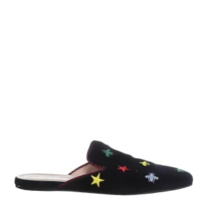 Sapato Gucci Mule Princetown Veludo Bordado