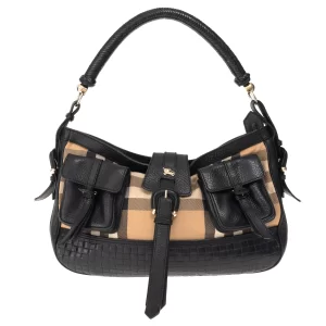 Bolsa Burberry Tecido e Couro Entrelaçado