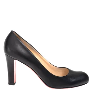 Sapato de Salto Christian Louboutin Couro Escovado Preto