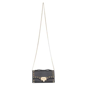 Bolsa Valentino Preta Rockstud Alça de Corrente