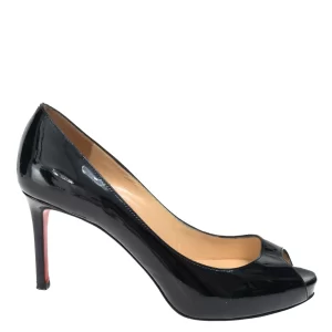 Sapato Christian Louboutin Peep Toe Verniz Preto