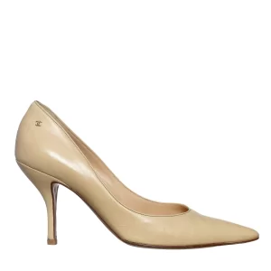 Sapato Chanel Scarpin Couro Bege